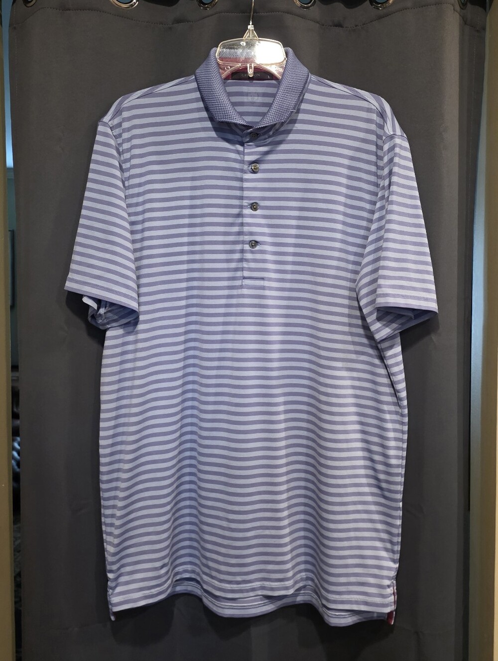 Greyson Men's Blue Gray Striped Short Sleeve Polo Shirt XL